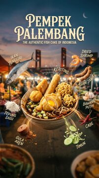 Pempek Palembang Authentic Indonesian Fish Cake Cuisine.