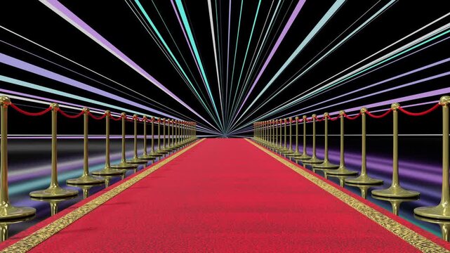 Red Carpet with Moving Light Rays - 3d 4k animation (3840 x 2160 px)
