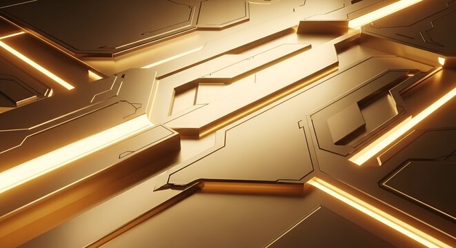 Futuristic Golden Circuit Board Abstract Background