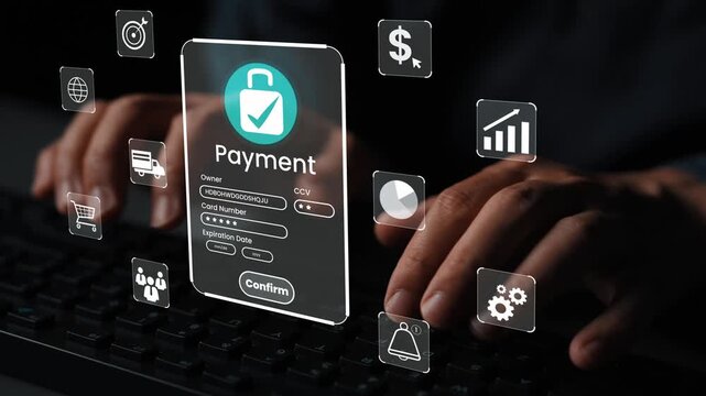 Secure Online Payment Process with Digital Interface for E-commerce Transactions Featuring Payment Information and Confirmation Step Gluon.