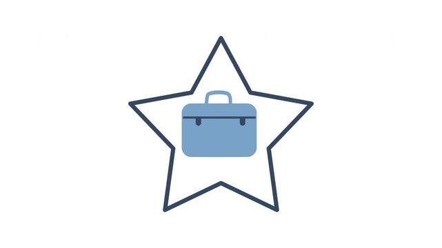 Employment opportunities line animation. Business excellence animated icon. Scaling star, moving briefcase. Employee talent