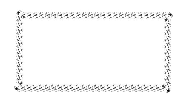Rectangular silver chain frame border on black background
