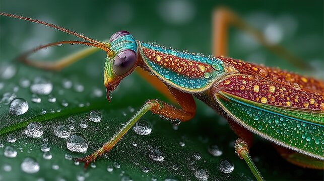 Praying mantis eye and foreleg detail macro