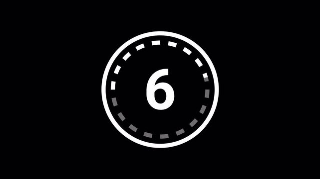 countdown 10 to 0 timer circle animation alpha channel
