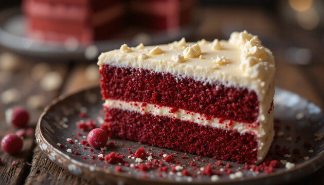 red Velvet cake slice on plate