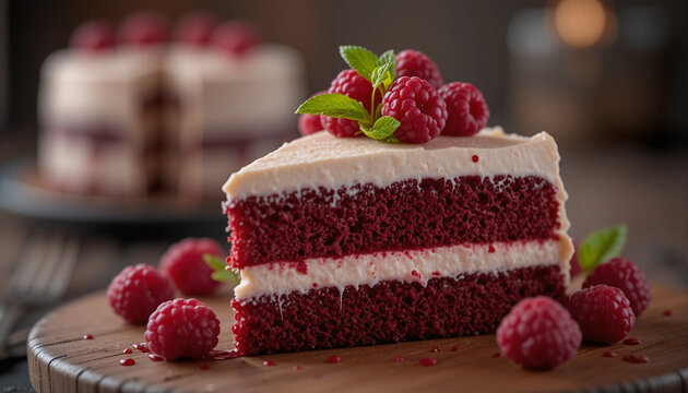 red velvet cake on display