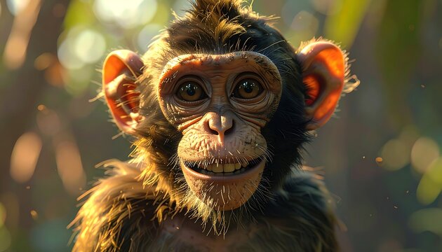 Close-up of a smiling monkey face.