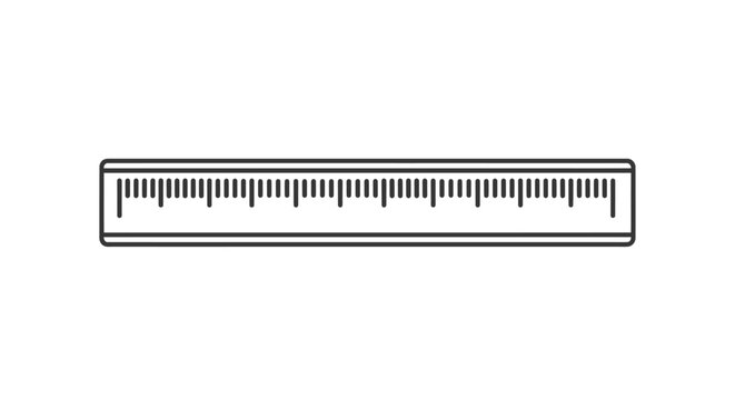 Simple Vector Outline Ruler Icon for Measurement and Straight Edge. Essential Tool for Education, Office, and Design.