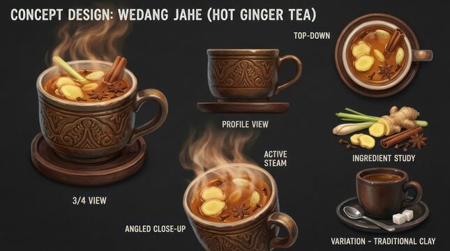 Concept Design of Wedang Jahe A Traditional Indonesian Hot Ginger Tea.