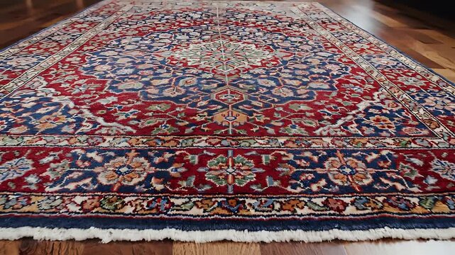 Intricate Persian Rug with Traditional Floral Patterns and Rich Colors.