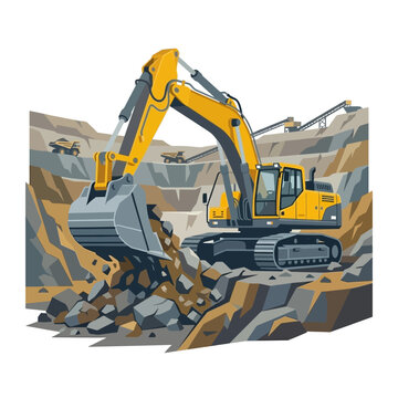 simple icon of a backhoe in a mine