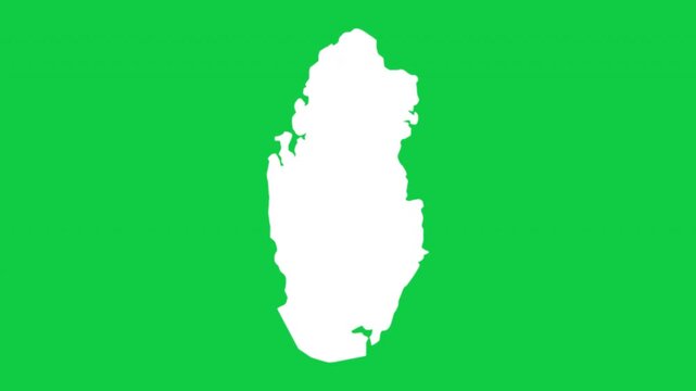 Qatar map pop animation with green background