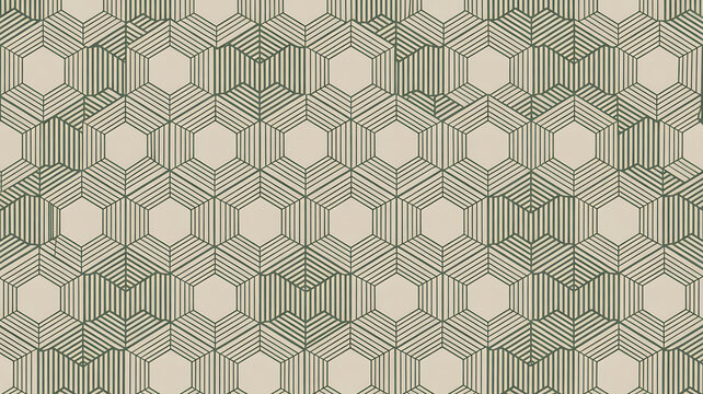 Geometric Hexagon Pattern Abstract Background with Thin Line Art