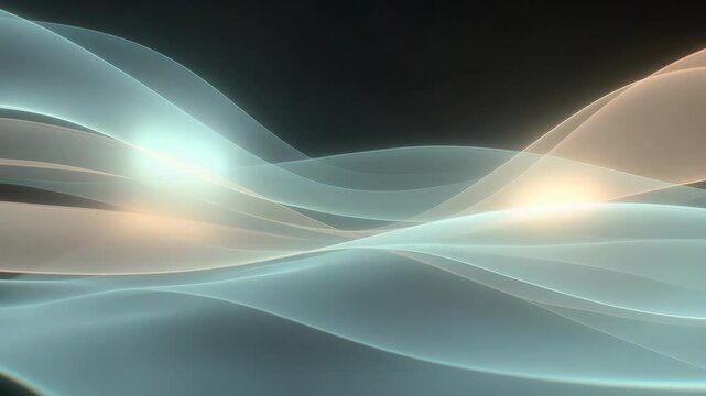 Soft translucent waves in abstract style on a dark background, concept of motion and serenity and tranquil flow