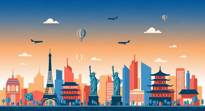 vector illustration of city skyline
vector illustration of the city
Vector of Sun inside 
