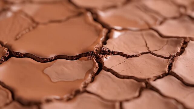 Cracked Earth Surface with Mud Puddles under Natural Light Showing Drought Condition for Environmental Awareness or