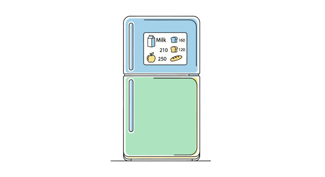 Retro style refrigerator with digital display and temperature control.