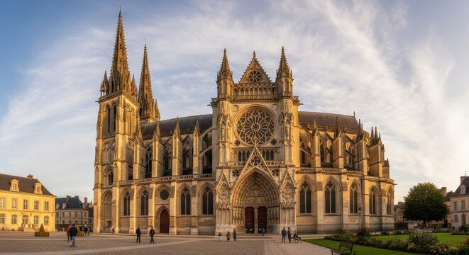 Majestic Cathedral of Coutances in Normandy, France.