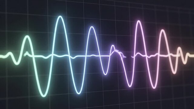 Abstract Neon Sound Waveform Visualization.