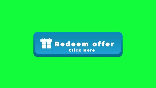 Animated Redeem Offer Button on Green Screen Background &ndash; Click Here CTA UI Animation