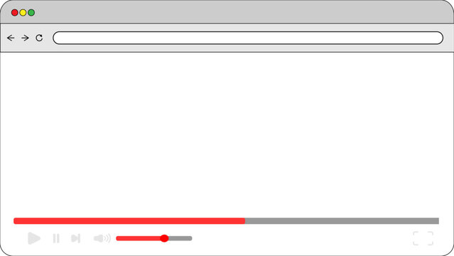 Multimedia video player in simple web browser with play pause fast forward volume and full screen buttons and clear background	