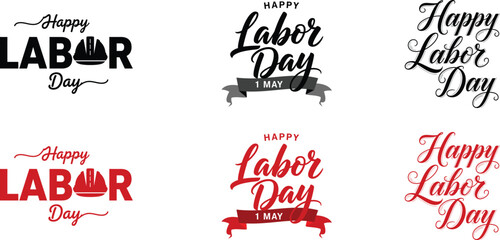 Labor day typography collection artistic designs for celebrations and greetings © NILA