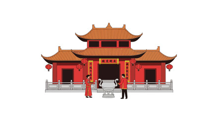 Obraz premium Traditional Temple Visit for Religious Worship and Cultural Heritage Exploration