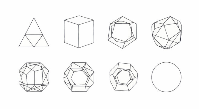 Geometric Shapes and Platonic Solids Illustration.