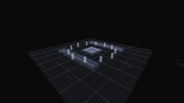 CPU Microchip Socket Processor on Digital Motherboard Data Grid with Holographic HUD Circuitry for AI Computing Systems