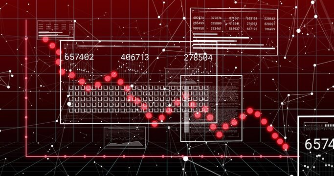 Displaying central data graphic in virtual dashboard, showing keyboard matrix, red markers, network