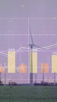 Vertical video: Data feed starting, main turbine rotating while overlays updating, showing power