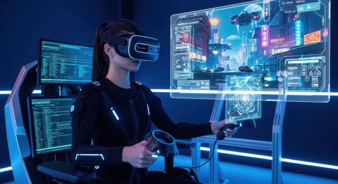 Immersive Virtual Reality Experience with Futuristic Technology.