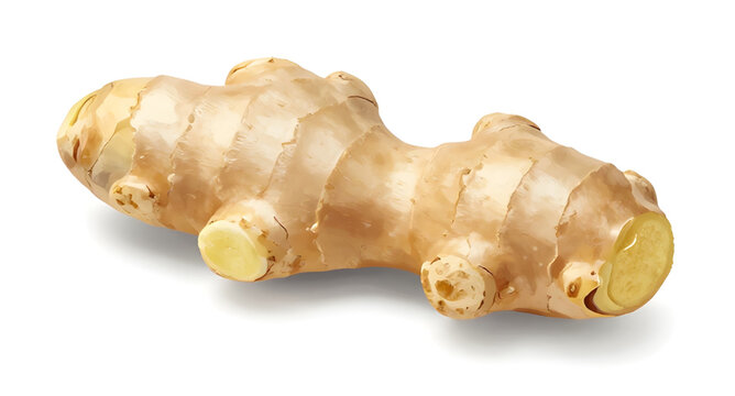 fresh ginger root illustration, ginger isolated on white, organic spice root, raw ginger rhizome, healthy herbal ingredient, cooking spice graphic, natural ginger artwork, fresh produce illustration, 