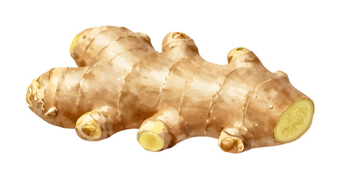 fresh ginger root illustration, ginger isolated on white, organic spice root, raw ginger rhizome, healthy herbal ingredient, cooking spice graphic, natural ginger artwork, fresh produce illustration, 