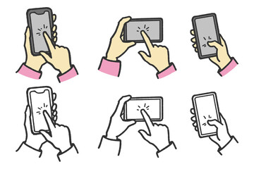 スマホを操作する人イラスト素材セット © sssutoya