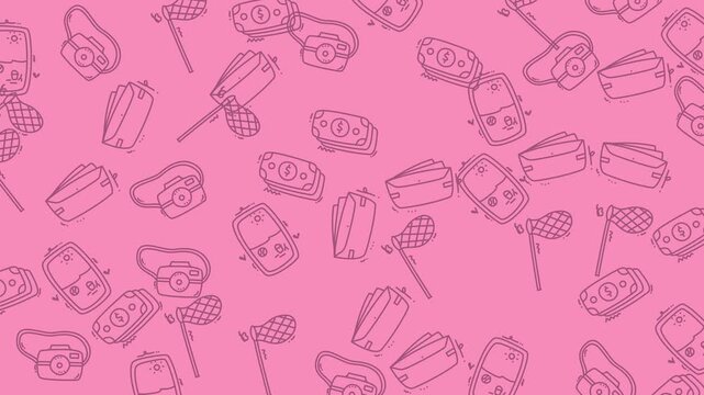 Vibrant Pink Dessert Doodles Scene For Video.