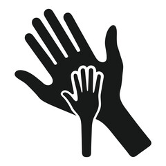 Fototapeta premium Helping Hand Icon Outline and Silhouette Vector on White Background, Support, Care and Assistance Symbol, Charity, Donation, Protection, Community Help and Humanitarian Aid Concept for UI Design