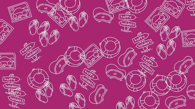 Dynamic Abstract Video Sequence With Repeating Circular Doodles And Pattern.
