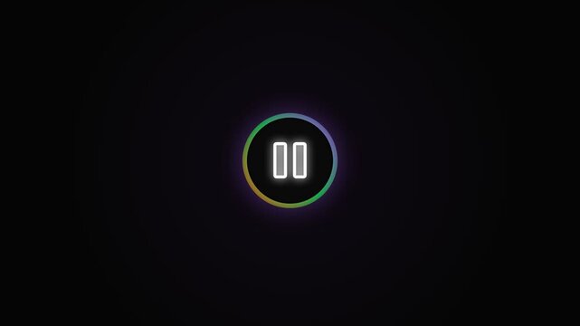 Modern Play and Pause Toggle Animation with Neon Circular UI Feedback