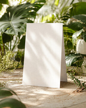 Blank Poster Mockup in Tropical Garden Setting with Natural Light