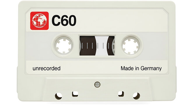 Cream colored audio cassette tape labeled C60 unrecorded Made in Germany image