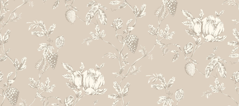 Collection of vintage patchwork floral and ornate seamless patterns in earthy tones