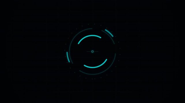 Futuristic Digital Targeting System Animation with Dynamic Circular HUD Effects in a High-Tech Motion Video