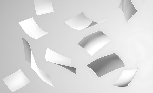 White paper pieces flying in the air