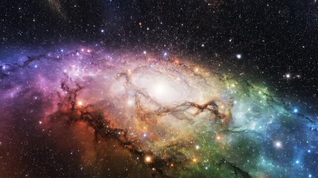Colorful Cosmic Galaxy with Bright Stars and Nebulae.