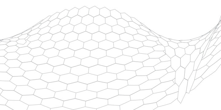 Seamless honeycomb hexagon grid featuring layered inner outlines on white background, creating a complex geometric structure suitable for advanced technology themes, data systems, 