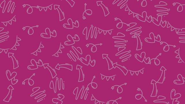 Pink and white doodle pattern design for valentines day. Perfect for greeting cards, social media posts, and romanticthemed designs.