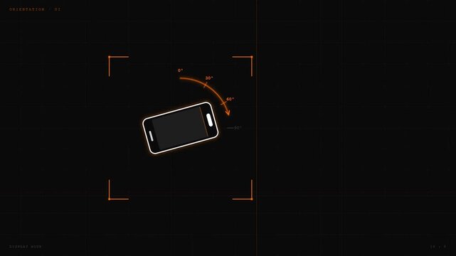 Switch to landscape orientation instruction with smartphone rotation icon on dark background