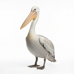 Obraz premium Pelican standing gracefully on white background 