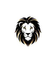 Obraz premium Lion head icon on black background for branding and design